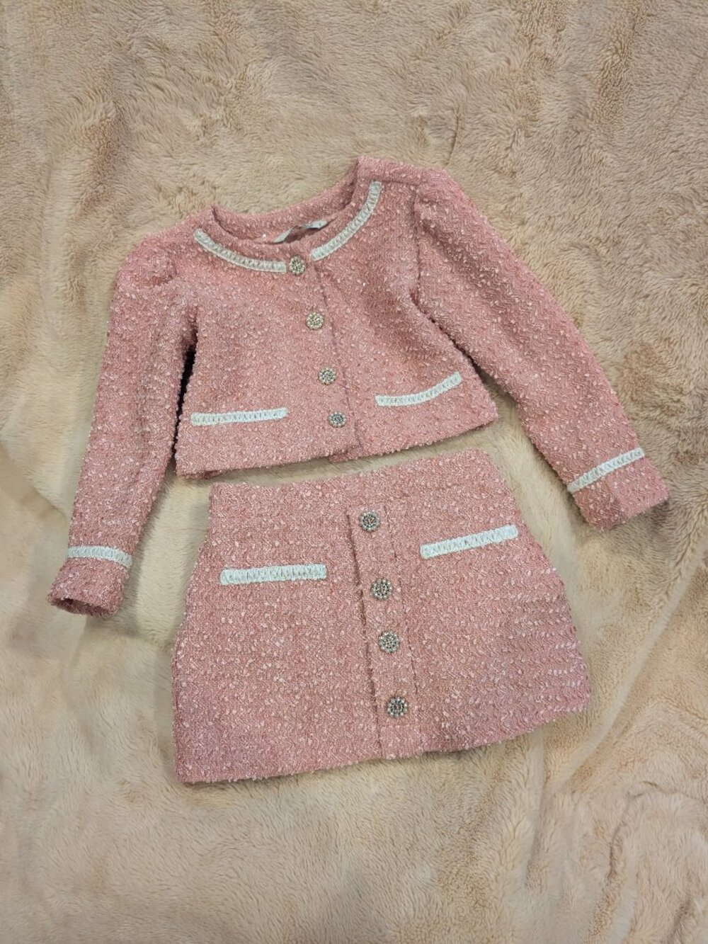 Girls Pink Tweed 2 piece set